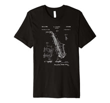 Load image into Gallery viewer, Vintage Patent Print Saxophone Player T-Shirt