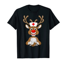 Load image into Gallery viewer, Christmas Scrub Top Reindeer Scrubs Rubber Gloves Nurses T-Shirt