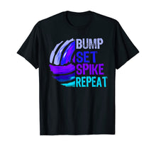 Load image into Gallery viewer, Girls Volleyball Bump Set Spike Repeat Blue Purple Teen Gift T-Shirt