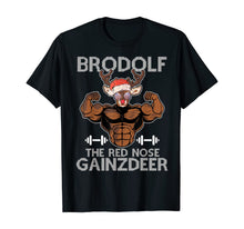Load image into Gallery viewer, Brodolf The Red Nose Gainzdeer Tee Merry Liftmas Christmas T-Shirt