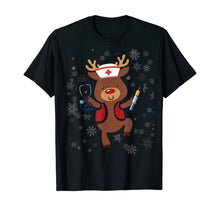 Load image into Gallery viewer, Medical Scrub Top Reindeer Nurse With Stethoscope Christmas T-Shirt