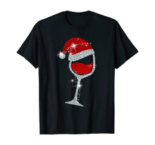 Load image into Gallery viewer, Wine Glasses Santa Hat Christmas Tee Funny Wine Lover Gift T-Shirt