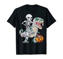 Load image into Gallery viewer, Skeleton Riding Mummy Dinosaur T rex Halloween Kids Boys Men T-Shirt