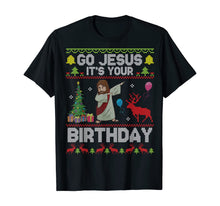 Load image into Gallery viewer, Dabbing With Tree Reindeer Snow Go Jesus It's Your Birthday T-Shirt