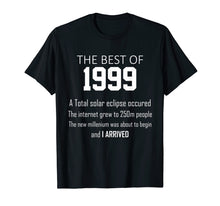 Load image into Gallery viewer, 1999 20th birthday T shirt gift for 20 year old boys / girls