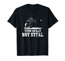 Load image into Gallery viewer, Baseball Catcher Shirt Thou Shalt Not Steal - Religious Gift
