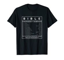 Load image into Gallery viewer, Bible emergency Numbers T-shirt Christian T-shirt