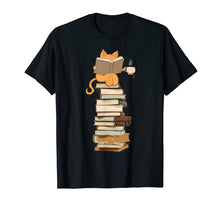 Load image into Gallery viewer, Kittens, Cats, tea and books gift t shirt