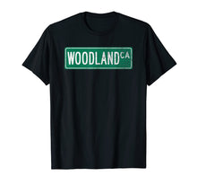 Load image into Gallery viewer, Retro Style Woodland CA Street Sign T-Shirt