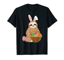 Load image into Gallery viewer, Easter Sloth T-Shirt Funny Sloth With Bunny Ears and Eggs