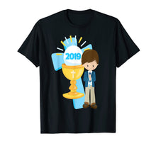 Load image into Gallery viewer, 2019 First Communion Shirt Gift Brunette Boy Chalice Rosary