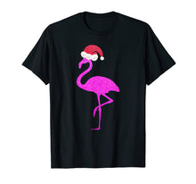 Load image into Gallery viewer, Funny gift for Flamingo Lovers! Pink flamingo Santa Hat tee