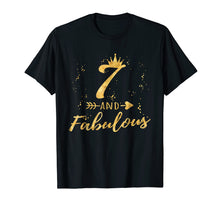 Load image into Gallery viewer, 7 and Fabulous 7th Birthday Party Gold Gift Shirt for Girls
