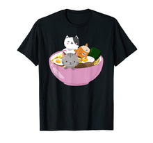 Load image into Gallery viewer, Cute Kawaii Cat Ramen Bowl T Shirt Japanese Anime Kitten Tee