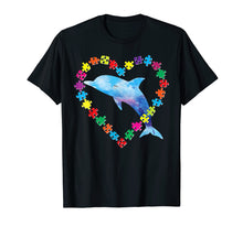 Load image into Gallery viewer, Autism Awareness Love Strong Colorful Puzzle Dolphin T-Shirt