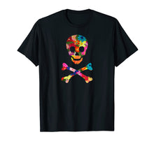 Load image into Gallery viewer, Flowers Skull And Crossbones Funky Pirate T-Shirt