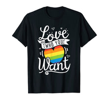 Load image into Gallery viewer, Love Who You Want Rainbow Heart T Shirt LGBT Gay Pride Month