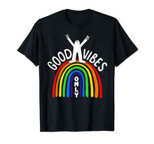 Load image into Gallery viewer, Women's T Shirt Good Vibes Only Rainbow Print Girls Tee