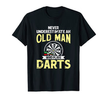 Load image into Gallery viewer, Mens Old Man & Darts Tshirt Father's Day Dart Player Gift Idea