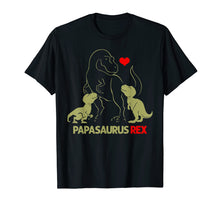 Load image into Gallery viewer, Papasaurus Tshirt Trex Papa I happy have two kid shirt gift