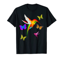 Load image into Gallery viewer, Unique Colorful Hummingbird With Butterflies T-Shirt