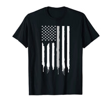 Load image into Gallery viewer, Thin Silver Line American Flag T-Shirt Cool Graffiti Hanging