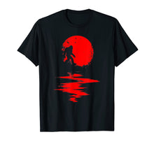 Load image into Gallery viewer, Camping Bigfoot with red moon T-shirt