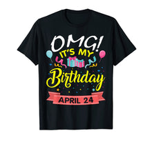 Load image into Gallery viewer, Balloon Star Cake Tshirt OMG It's My Birthday April 24 Shirt