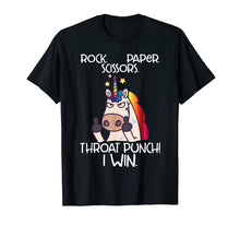 Load image into Gallery viewer, Rock Paper Scissors Throat Punch I Win Funny Unicorn Shirt