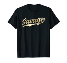 Load image into Gallery viewer, Savage T-Shirt Retro 1970s Baseball Script Font