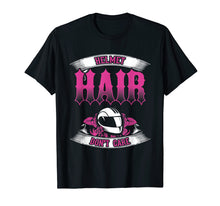 Load image into Gallery viewer, Biker Chick Shirt Motorcycle Helmet Hair Dont Care Pink