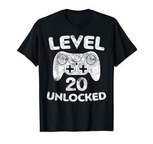Load image into Gallery viewer, Level 20 Unlocked T-Shirt 20th Video Gamer Birthday Gift