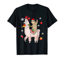 Load image into Gallery viewer, Santa Sloth Riding Llama Reindeer Christmas T-shirt