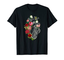 Load image into Gallery viewer, Anatomical Heart and Flowers, Flower Anatomical Heart tshirt