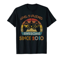 Load image into Gallery viewer, Level 9 Unlocked Awesome Since 2010-9th Birthday Gamer T-Shirt
