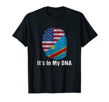 Load image into Gallery viewer, DR of Congo Flag T shirt & USA Flag DNA Fingerprint T Shirt