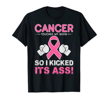 Load image into Gallery viewer, Kick Cancer Ass Funny Support Breast Cancer Awareness Shirt