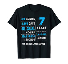 Load image into Gallery viewer, 7th Birthday Gift T Shirt 7 Years Old Being Awesome Tee