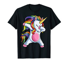 Load image into Gallery viewer, Dabbing Unicorn T shirt Girls Kids Women Rainbow Unicorns