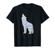 Load image into Gallery viewer, National Park Wolf Shirt Lists all 59 National Parks