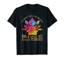 Load image into Gallery viewer, I'm Mostly Peace Love And Light And A Little Go Yoga T-Shirt