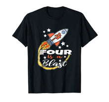 Load image into Gallery viewer, Kids 4 Year Old Space Gift Shirt Birthday Astronaut Rocket