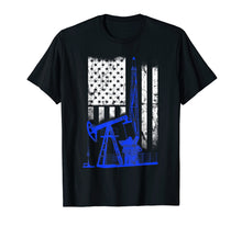 Load image into Gallery viewer, Oil patch rig on the flag us blue oilfield tshirt