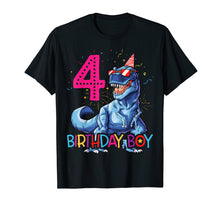 Load image into Gallery viewer, Dinosaur T rex 4 year Old T shirt Kids 4th Birthday T-shirt