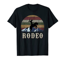 Load image into Gallery viewer, Bucking Rodeo Cowgirl Roping Horse Riding Retro T Shirt