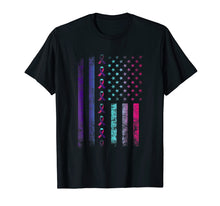 Load image into Gallery viewer, blue pink teal ribbon flag-thyroid cancer awareness t shirt