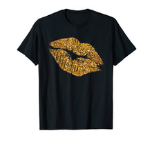 Load image into Gallery viewer, Gold Printed Glitter Style Lips T Shirt
