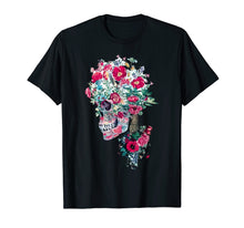 Load image into Gallery viewer, Tshirts Women Men Cartoon Floral Flowers and Skull