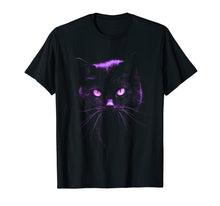 Load image into Gallery viewer, Black Cat T Shirt, Purple Light Cats Eyes Pet Tee