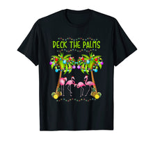 Load image into Gallery viewer, Deck the Palms Merry Flamingo Christmas T-shirt | funny tees
